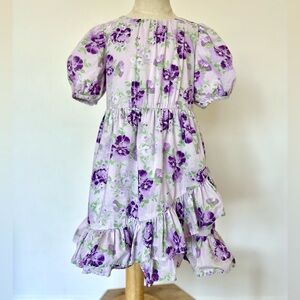 Janie and Jack girls dress 6 Floral Purple ruffle puff sleeve